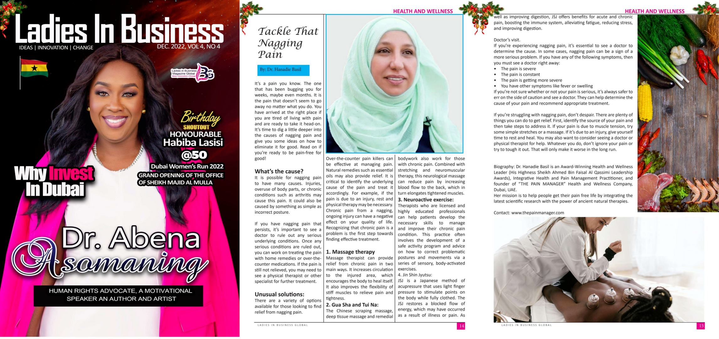 pain and natural healing Dubai Dr. Hanadie in Ladies In Business Magazine pain and natural healing Dubai Dr. Hanadie in Ladies In Business Magazine